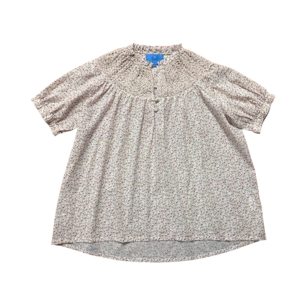 Alice Walk cotton smocked neck short sleeve top size S